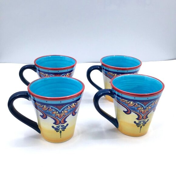 Zanzibar Euro Ceramica Coffee Tea Mugs Boho Cottagecore Contemporary Cone Shape - Picture 3 of 14
